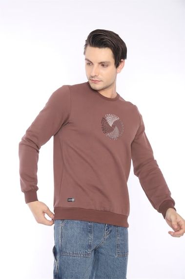 Escetic Brown Men's Winter Slimfit 3 Thread Fleece Breathable Sports Sweatshirt 0939 - photo 4