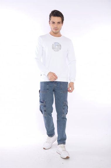 Escetic White Men's Winter Slimfit 3 Thread Fleece Breathable Sports Sweatshirt 0939 - photo 5