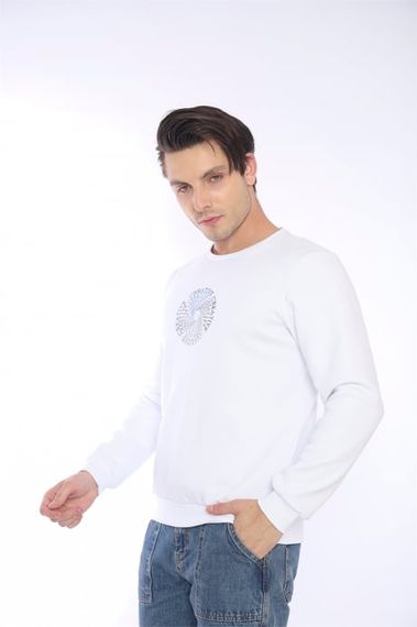 Escetic White Men's Winter Slimfit 3 Thread Fleece Breathable Sports Sweatshirt 0939 - photo 4