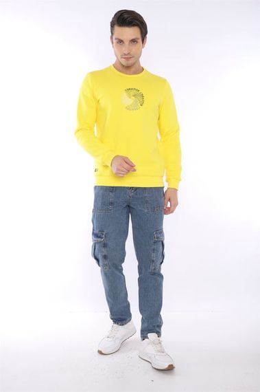 Escetic Yellow Men's Winter Slimfit 3 Thread Fleece Breathable Sports Sweatshirt 0939 - photo 3