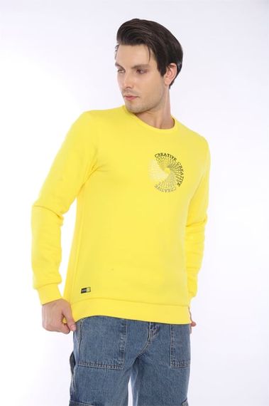 Escetic Yellow Men's Winter Slimfit 3 Thread Fleece Breathable Sports Sweatshirt 0939 - photo 5