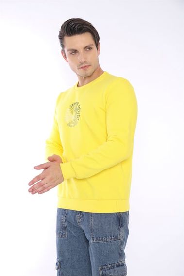 Escetic Yellow Men's Winter Slimfit 3 Thread Fleece Breathable Sports Sweatshirt 0939 - photo 4