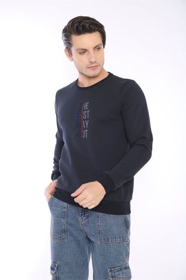 Escetic Navy Blue Men's Winter Slimfit 3 Thread Fleece Breathable Sports Sweatshirt 0940 - photo 3