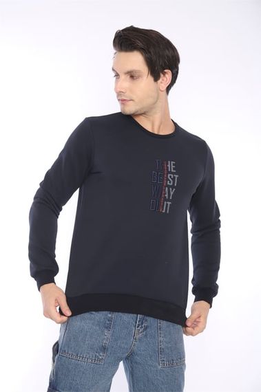 Escetic Navy Blue Men's Winter Slimfit 3 Thread Fleece Breathable Sports Sweatshirt 0940 - photo 4