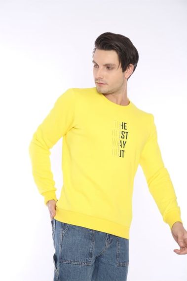 Escetic Yellow Men's Winter Slimfit 3 Thread Fleece Breathable Sports Sweatshirt 0940 - photo 5