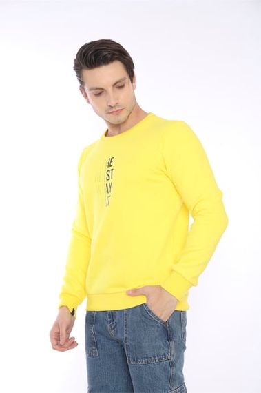 Escetic Yellow Men's Winter Slimfit 3 Thread Fleece Breathable Sports Sweatshirt 0940 - photo 3