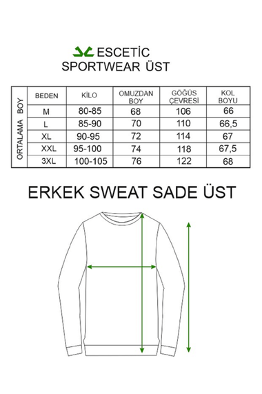 Escetic Siyah Erkek Slimfit Cepli 2 İplik 4 MEvsim Kapüşonlu Spor Sweat 0949 - fotoğraf 3