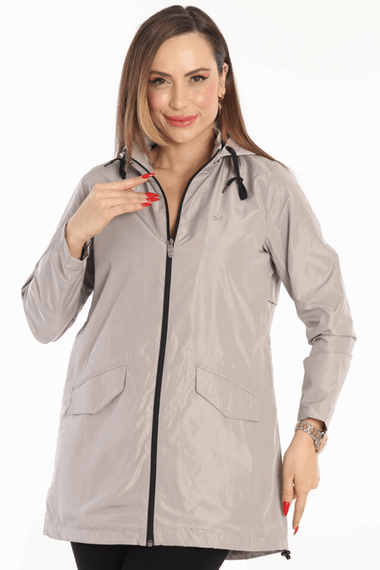 Escetic Toprak Women's Removable Hooded Mesh Lined Water Repellent Windbreaker Thin Jacket 7085 - photo 1