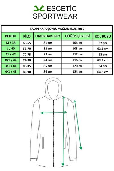 Escetic Toprak Women's Removable Hooded Mesh Lined Water Repellent Windbreaker Thin Jacket 7085 - photo 2