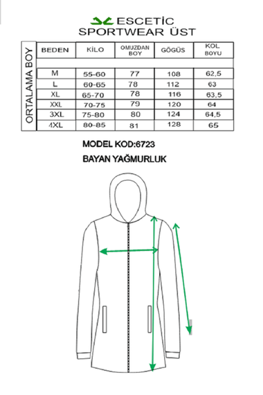 Escetic Kadın Toprak File Astarlı Cepli Kapüşonlu Spor Rüzgarlık İnce Ceket 6723 - fotoğraf 3