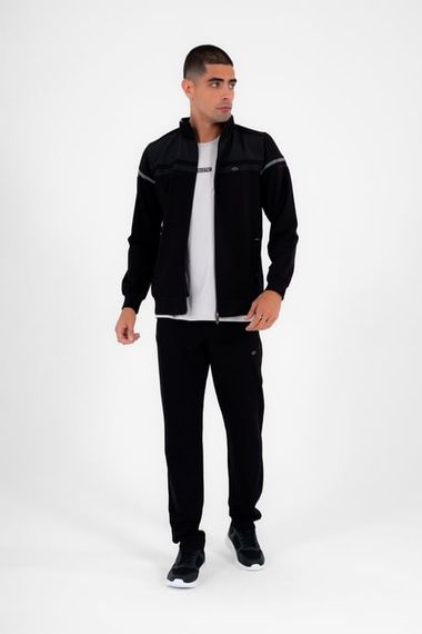 Men's Black Comfortable 4 Pocket Stand Collar 4 Season Super 2 Thread Sports Tracksuit Set 5876 - photo 2