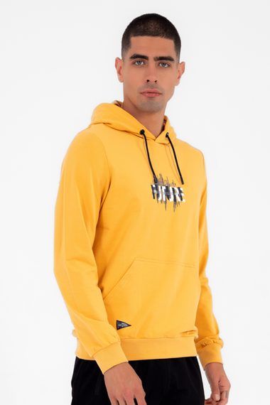 Escetic Erkek Slimfit Hardal Cepli, 2 İplik Kapüşonlu Spor Sweatshirt 0949 - fotoğraf 1