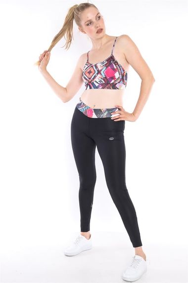 Escetic Siyah Kadın Spor Polyester Normal Bel Büstiyer Takım Fitnes Yoga Bra 0313 - fotoğraf 2
