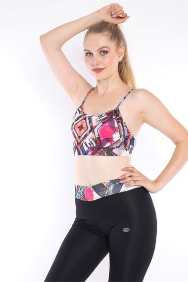 Escetic Siyah Kadın Spor Polyester Normal Bel Büstiyer Takım Fitnes Yoga Bra 0313 - fotoğraf 4
