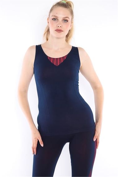 Escetic Lacivert Kadın Ekstra Esnek Ve Yumuşak Nefes Alabilen Spor Kısa Tayt 0138 - fotoğraf 1