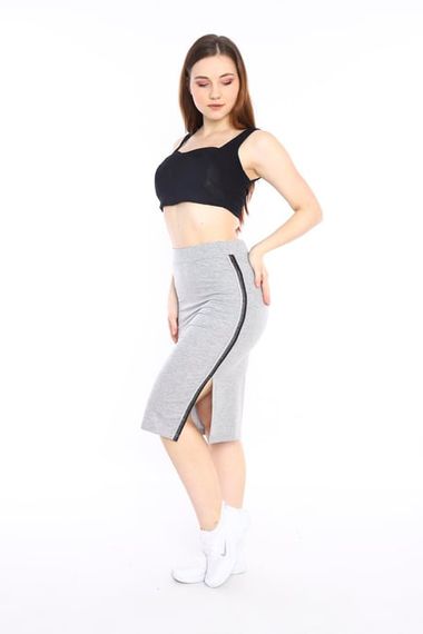 تنورة نسائية Escetic G2 (رمادي فاتح) سوبر 2 خيط فتحة شريطية مفصلة رياضية 0617 - صورة 1
