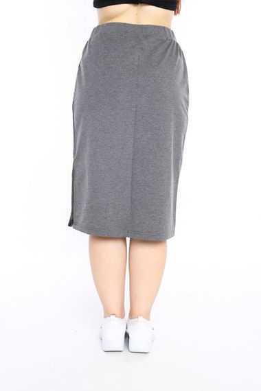 Escetic G3 (Koyu Gri) Kadın Süper 2 İplik Yırtmaç Şerit Detaylı Spor Etek 0617 - fotoğraf 5