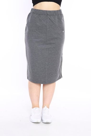 Escetic G3 (Koyu Gri) Kadın Süper 2 İplik Yırtmaç Şerit Detaylı Spor Etek 0617 - fotoğraf 3
