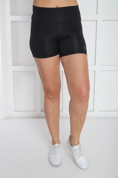 Escetic Siyah Kadın Polyester Normal Bel Fitness Spor Şort Tayt 0850 - fotoğraf 2
