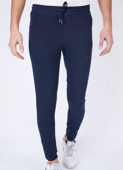 Спортивні штани Escetic чоловічі slimfit, темно-сині, дихаюча тканина, універсальні, 3 кишені на замку, 4 сезони комфорту