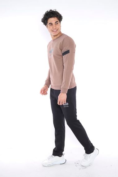 Эскетик мужской спортивный комплект slimfit с длинными рукавами, дышащий, из 100% хлопка, печатный, стильный, для спорта и повседневной носки - фото 5