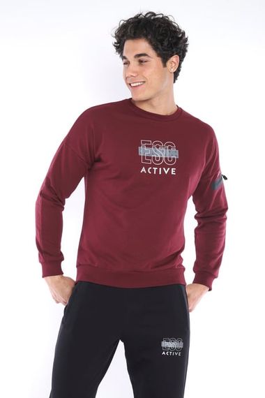 Чоловічий спортивний костюм Escetic бордового кольору, тонка посадка, дихаючий бавовняний матеріал, стильний дитячий принт - фото 2