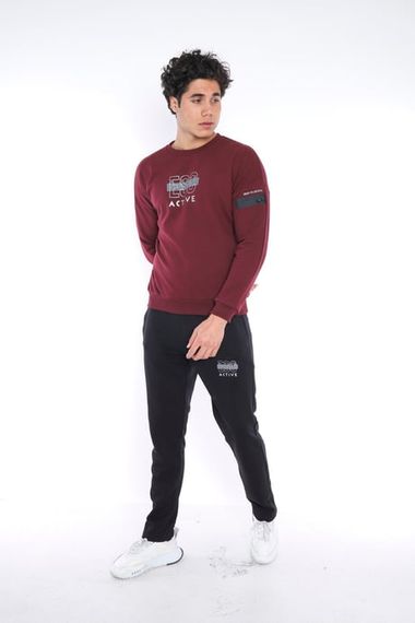 Чоловічий спортивний костюм Escetic бордового кольору, тонка посадка, дихаючий бавовняний матеріал, стильний дитячий принт - фото 4