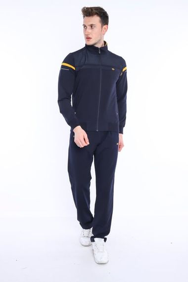 Мужской спортивный костюм темно-синего и горчичного цвета, 4 кармана, повседневный стиль, комфортный, на все сезоны, высокое качество тканей - фото 5