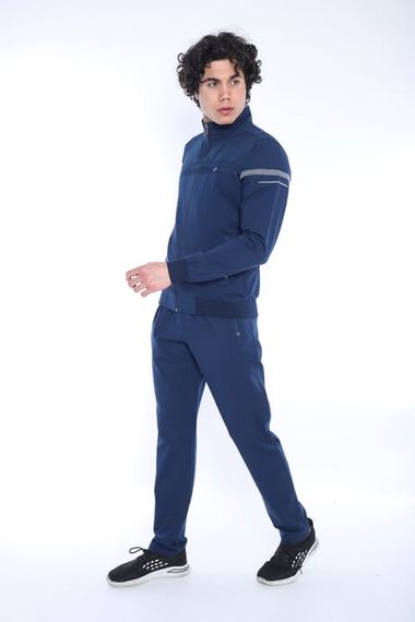 Erkek Royal G3 Melanj Rahat Kalıp 4 Cepli Dik Yaka 4 Mevsim Süper 2 İplik Spor Eşofman Takımı 5876 - fotoğraf 4