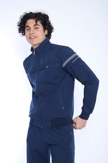 Erkek Royal G3 Melanj Rahat Kalıp 4 Cepli Dik Yaka 4 Mevsim Süper 2 İplik Spor Eşofman Takımı 5876 - fotoğraf 2