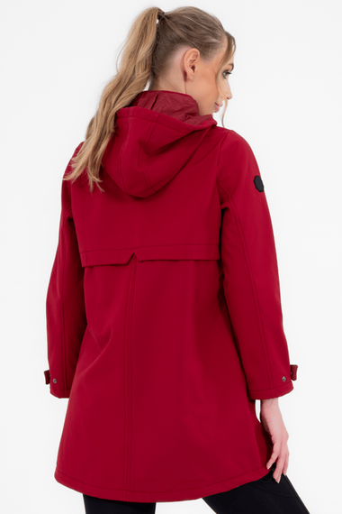 Escetic Claret Red Removable Hooded 2 Pockets Water and Windproof Women's Softshell Coat 6331 - photo 2