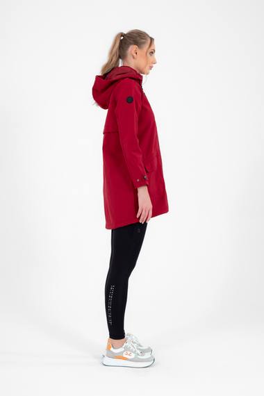 Escetic Claret Red Removable Hooded 2 Pockets Water and Windproof Women's Softshell Coat 6331 - photo 5