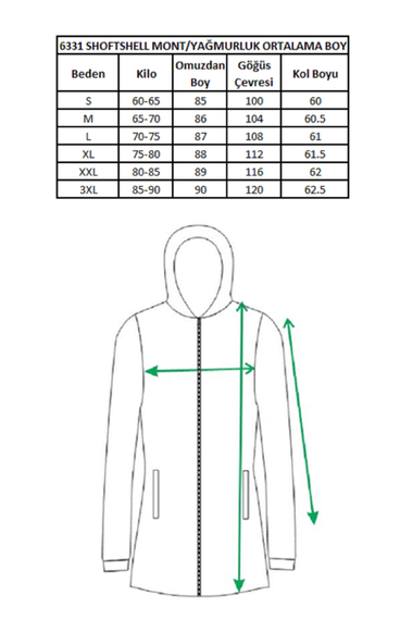 Escetic Black Removable Hooded 2 Pockets Water and Windproof Women's Softshell Coat 6331 - photo 3