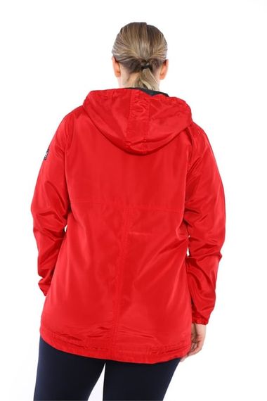 Escetic Claret Red Women's Oversize Windbreaker Fixed Hooded Lined Water Repellent Seasonal Thin Jacket 6575 - photo 3