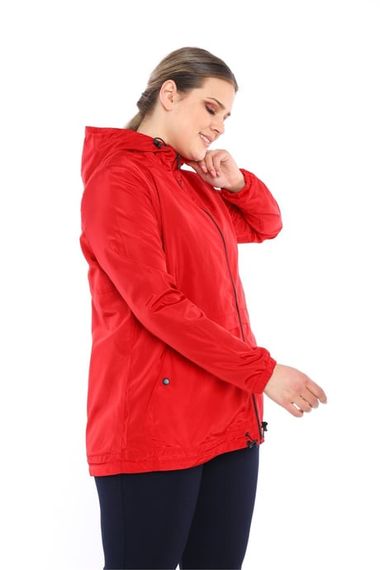 Escetic Claret Red Women's Oversize Windbreaker Fixed Hooded Lined Water Repellent Seasonal Thin Jacket 6575 - photo 2