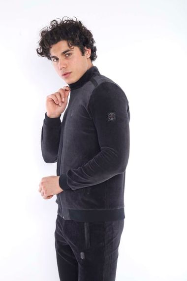 Escetic Siyah Erkek Slimfit 4 Cepli Fitilli Kadife 4 Mevsim Nefes Alabilen Spor Eşofman Takımı 6657 - fotoğraf 1