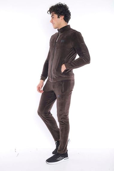 بدلة رياضية للرجال بنية اللون ذات 4 جيوب مخملية قابلة للتنفس 4 مواسم 6637 - صورة 3