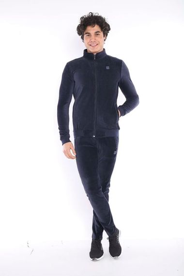 Escetic Lacivert Erkek Slimfit 4 Cepli Fitilli Kadife 4 Mevsim Nefes Alabilen Spor Eşofman Takımı 6657 - fotoğraf 4