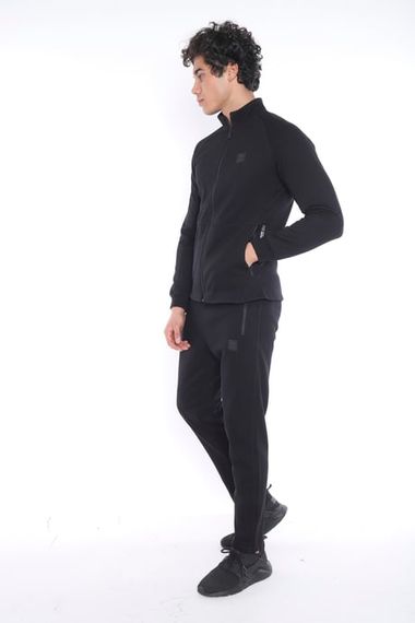 Спортивный костюм для мужчин Escetic с застежкой, черный, slimfit, утепленный, из двустороннего флиса, для холодной погоды, 1-й сорт материалов - фото 4