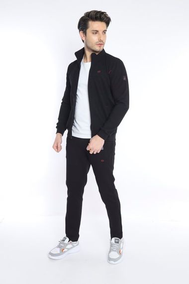 Чорний чоловічий спортивний костюм Slimfit з 4 кишенями, дихаючої трикотажної тканини Escetic - фото 1