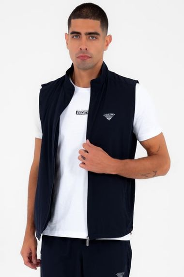 Escetic أزرق كحلي للرجال واقفة الياقة رياضية ليكرا قابلة للتنفس 4 جيوب صيفية Slimfit سترة رياضية مجموعة 6921 - صورة 1