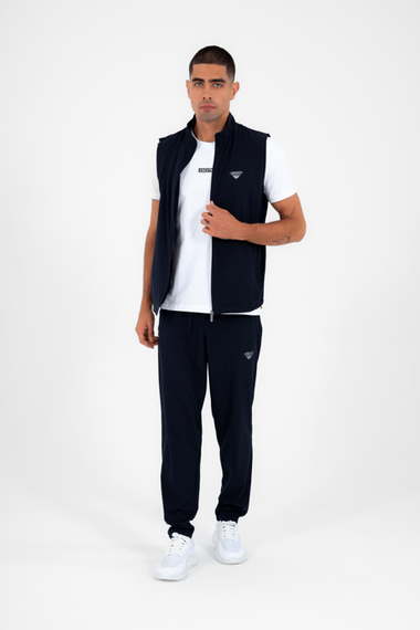 Escetic أزرق كحلي للرجال واقفة الياقة رياضية ليكرا قابلة للتنفس 4 جيوب صيفية Slimfit سترة رياضية مجموعة 6921 - صورة 4