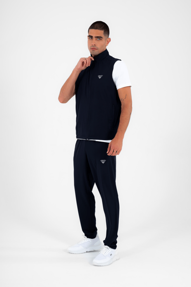 Escetic أزرق كحلي للرجال واقفة الياقة رياضية ليكرا قابلة للتنفس 4 جيوب صيفية Slimfit سترة رياضية مجموعة 6921 - صورة 5