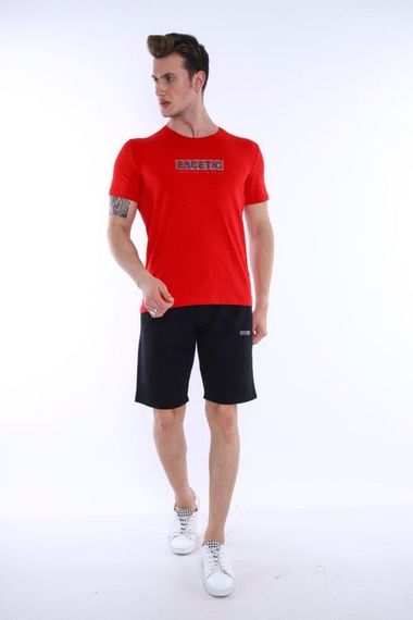 Ескетик червоний чоловічий літній набір: футболка та шорти, 100% бавовна, slimfit, комфортний для відпочинку та активного відпочинку - фото 2