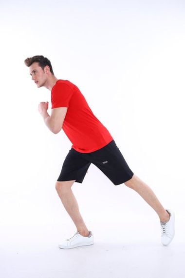 Ескетик червоний чоловічий літній набір: футболка та шорти, 100% бавовна, slimfit, комфортний для відпочинку та активного відпочинку - фото 4