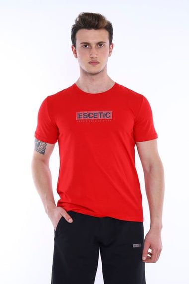 Ескетик червоний чоловічий літній набір: футболка та шорти, 100% бавовна, slimfit, комфортний для відпочинку та активного відпочинку - фото 3