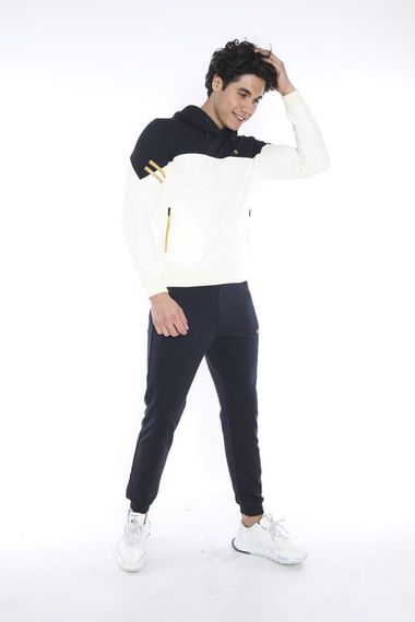 Спортивний комплект чоловічого слімфіту Escetic, дихаючий, з бавовни, принт, колір екрю, розмір XL, 3XL - фото 4