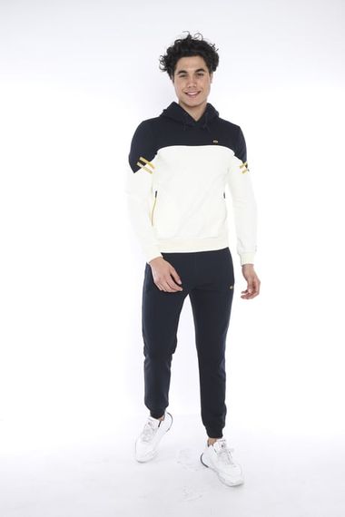 Спортивний комплект чоловічого слімфіту Escetic, дихаючий, з бавовни, принт, колір екрю, розмір XL, 3XL - фото 5