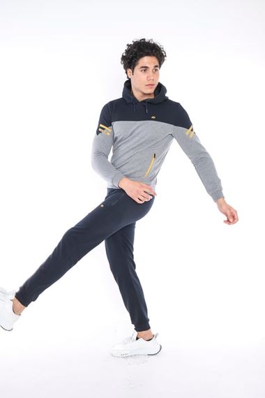 بدلة رياضية ضيقة للرجال من Escetic GB Melange مكونة من 3 خيوط قابلة للتنفس من القطن المطبوع A3039 - صورة 5