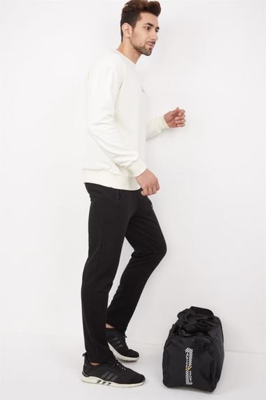 Escetic Ekru Erkek 3 İplik Nefes Alabilen Pamuklu Baskılı Spor Oversize Sweat Takım A3040 - fotoğraf 2